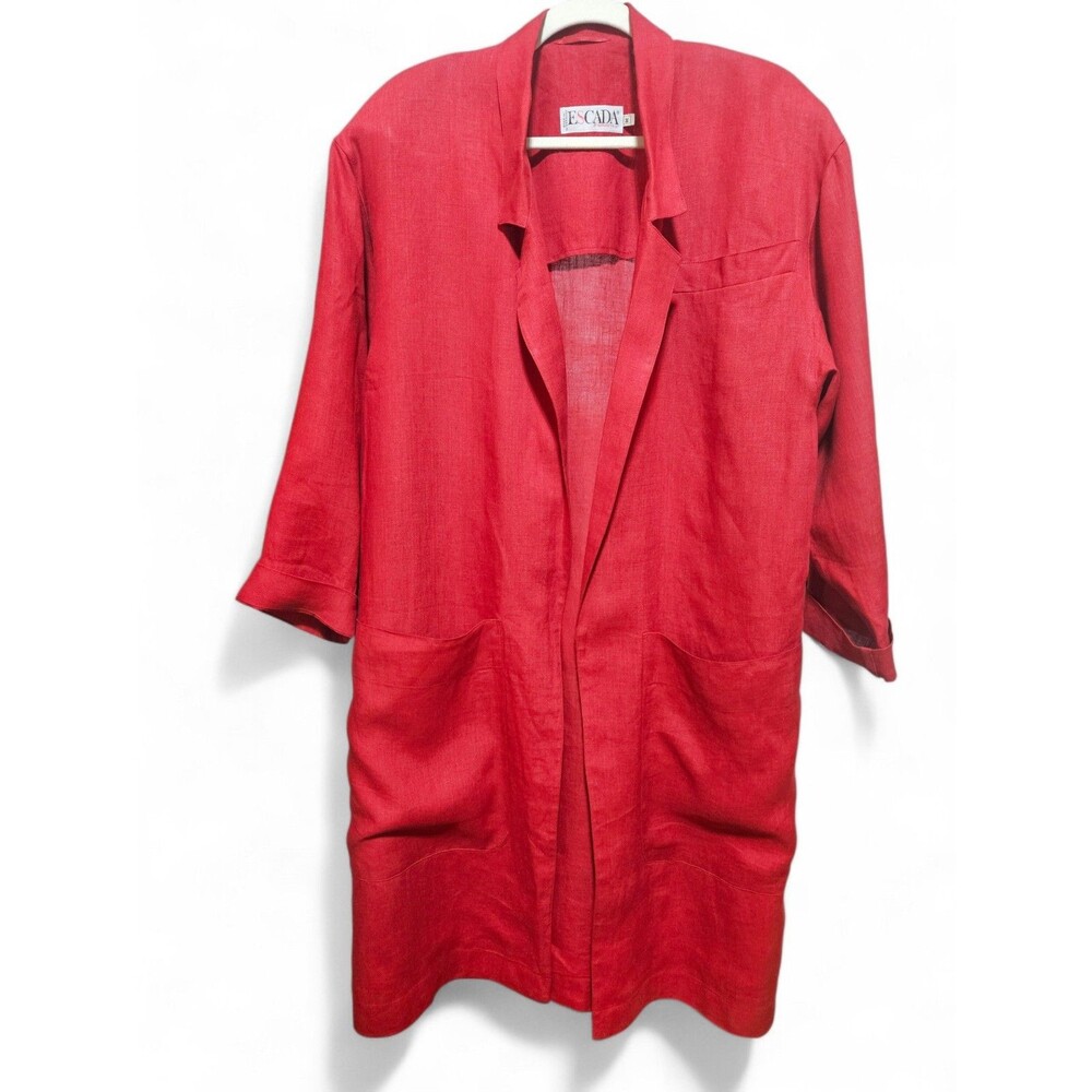 Escada by Margaretha Ley 100% Linen Jacket Women's  Size 38 Red Vintage Designer